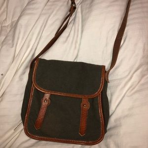 canvas with leather strap crossbody